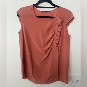 COMPTOIR DES COTONNIERS Salmon 100% Silk Blouse 4